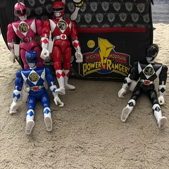 1993 Mighty Morphin Power Ranger Action Figure Bundle- Red, Pink, Blue, Black - Picture 1 of 6